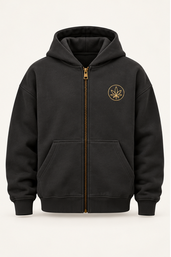 Deep Charcoal Zip Hoodie — front view