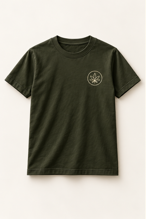 Deep Olive Classic Emblem Tee — front view