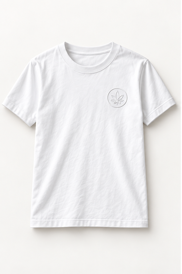 Optical White Classic Emblem Tee — front view